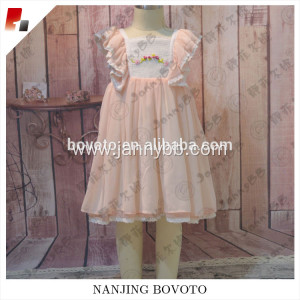 Wholesale pink flower lace easter dress